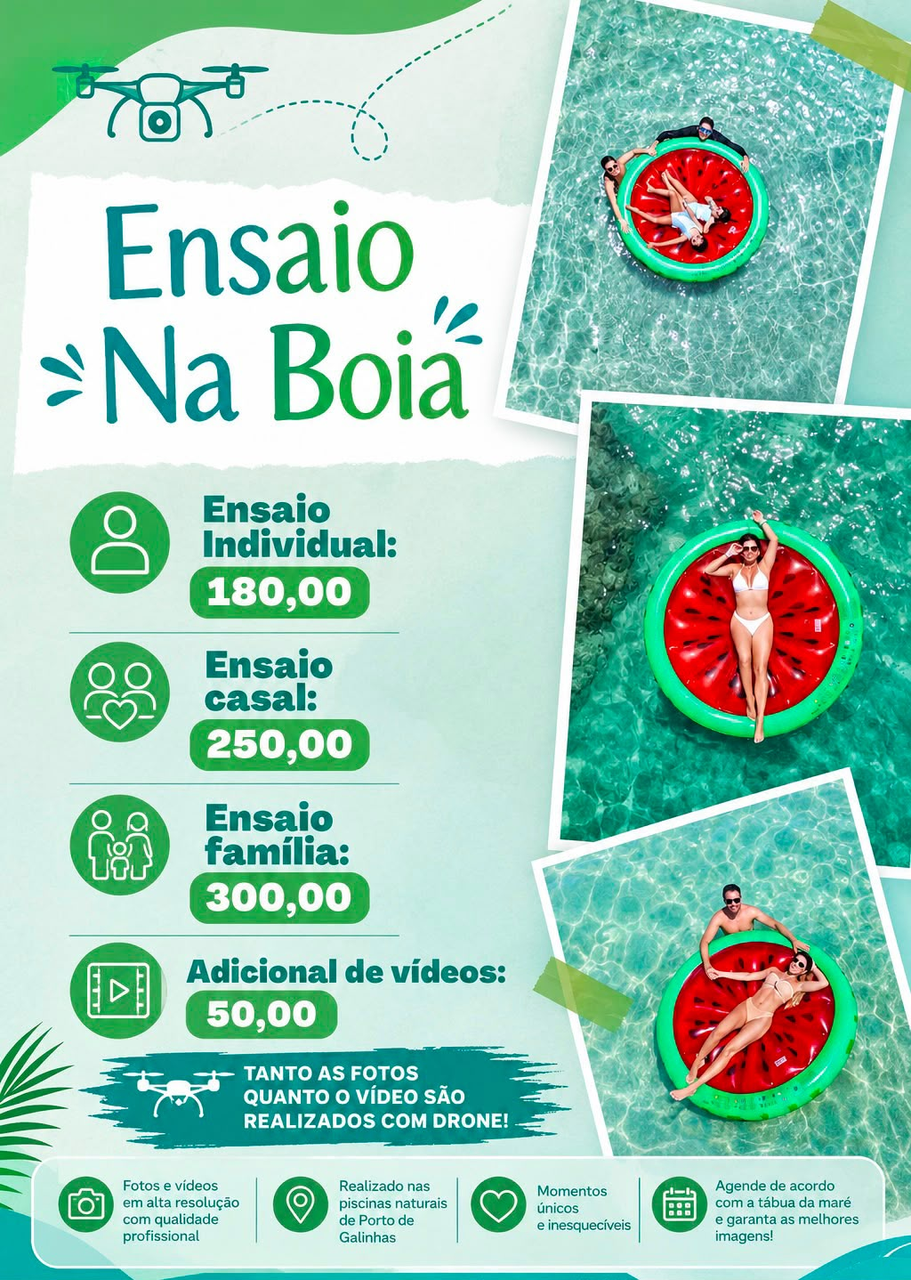 Ensaio na Boia com fotos aéreas de drone