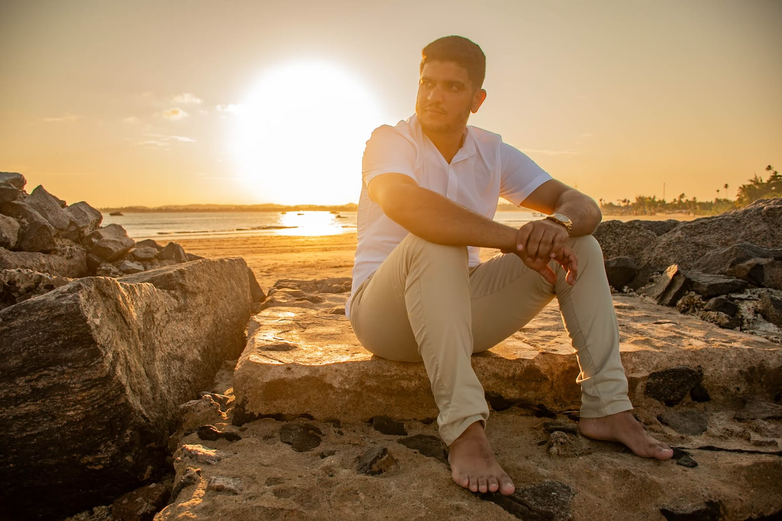 Retrato masculino ao pôr do sol